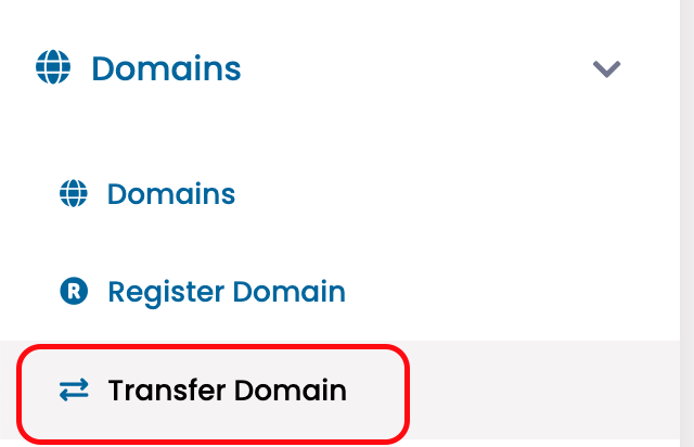 Billing Area - Transfer Domain